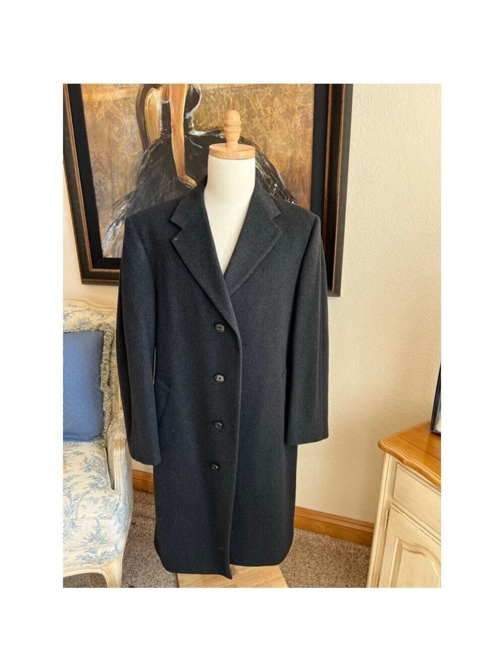 Like New Men's Hart Schaffner Marx Charcoal Wool Coat L